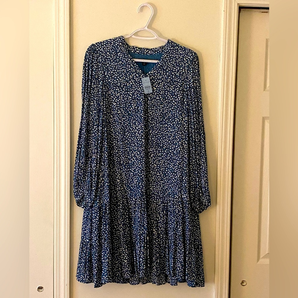 Ann Taylor Green Leopard Print Shift Flounce Dress NWT
